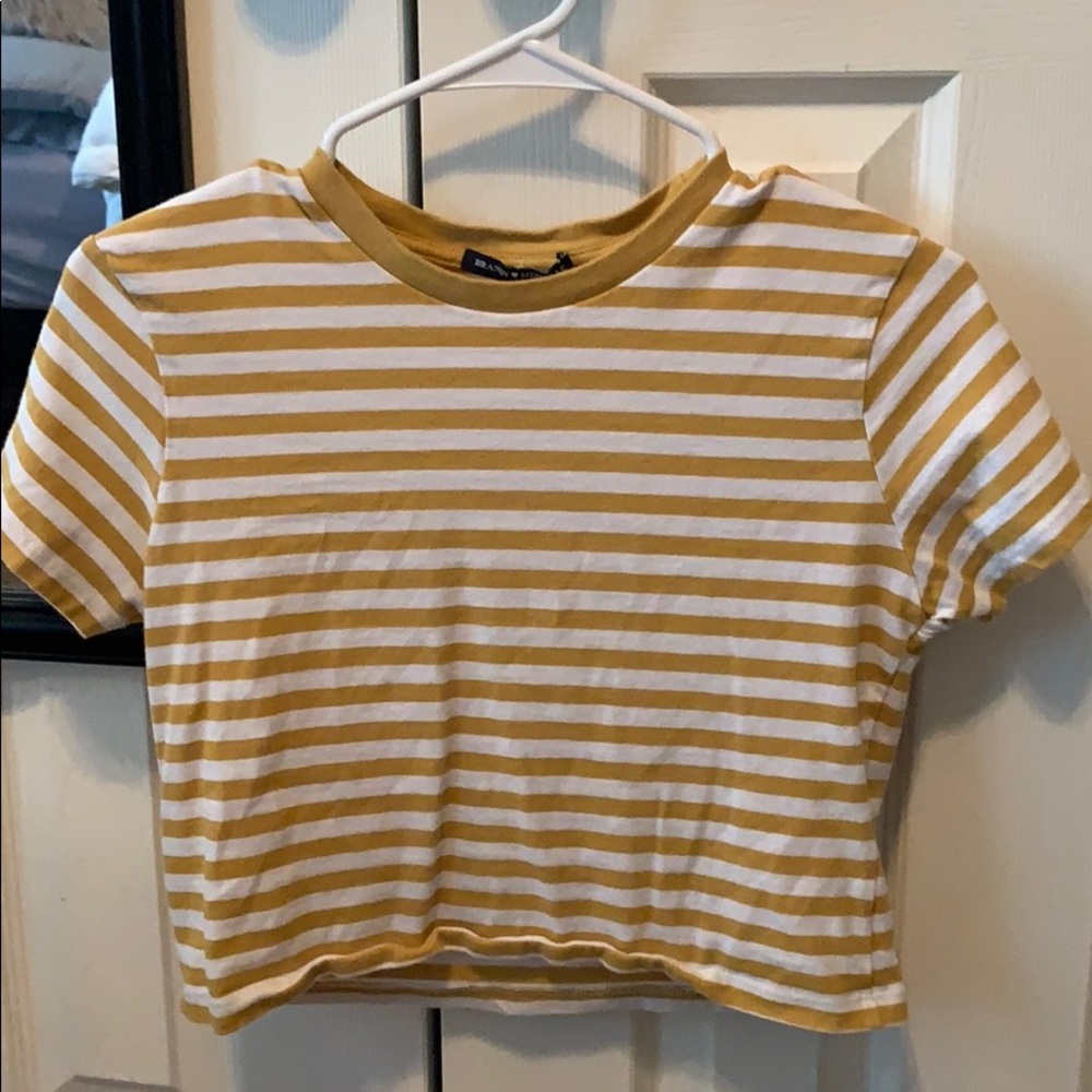 Brandy Melville Yellow White striped tee